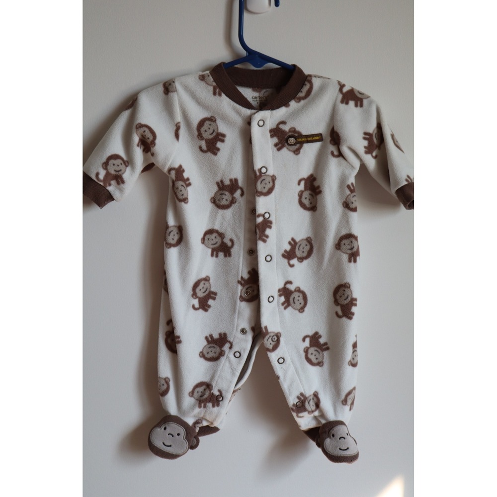 Carter's Monkey Fleece Footed Pajamas 3 Months
